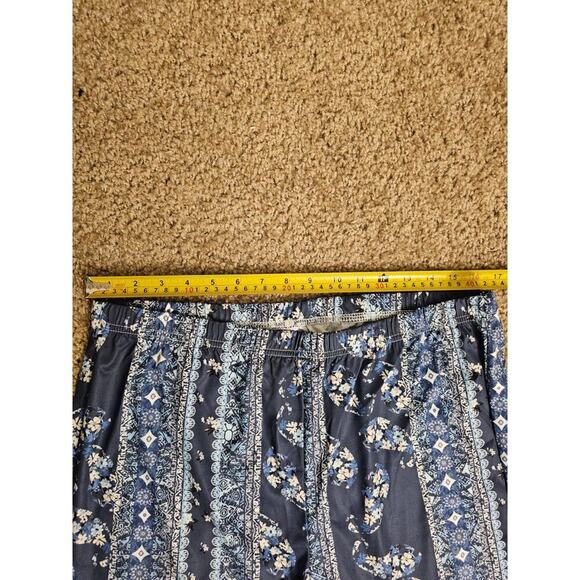 Blue & White Boho Festival Hippie Flare Pants Retro Stripe & Floral Print Sz XXL - Picture 5 of 8